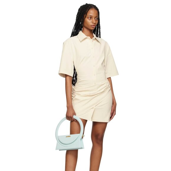 NWT JACQUEMUS Off-White Le Raphia 'La Robe Camisa' Minidress Size FR 42 (US 10) - Picture 3 of 10